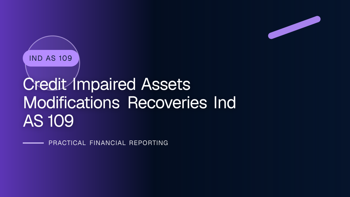 Professional finance team reviewing credit-impaired assets, modifications and recoveries under ind as 109 requirements and supporting accounting documentation