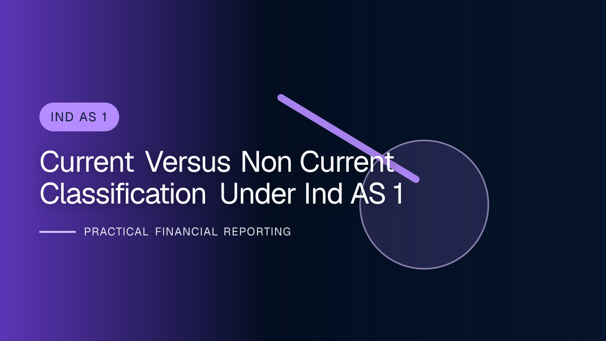 Professional financial reporting illustration for Current versus Non-current Classification under Ind AS 1