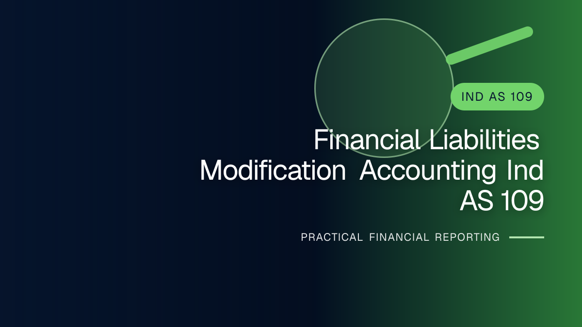 Professional finance team reviewing financial liabilities and modification accounting under ind as 109 requirements and supporting accounting documentation