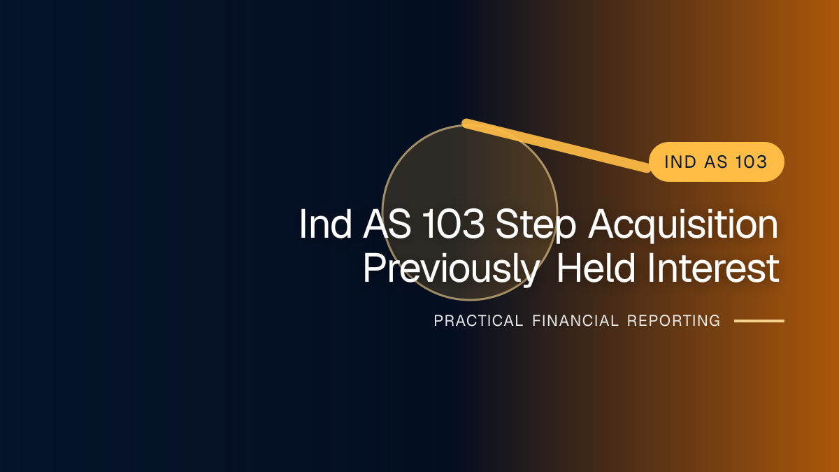 Professional finance team reviewing step acquisitions and previously held interests under ind as 103 requirements and supporting accounting documentation