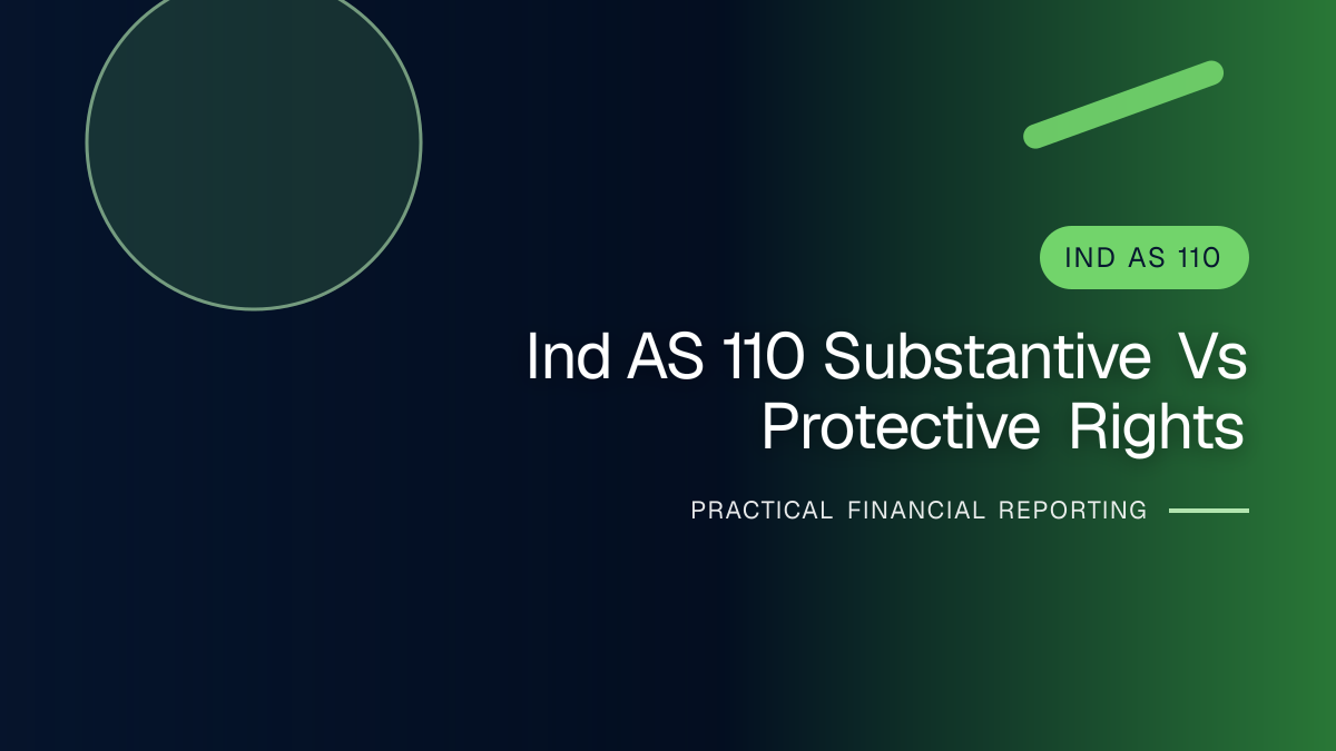 Professional finance team reviewing substantive and protective rights under ind as 110 requirements and supporting accounting documentation