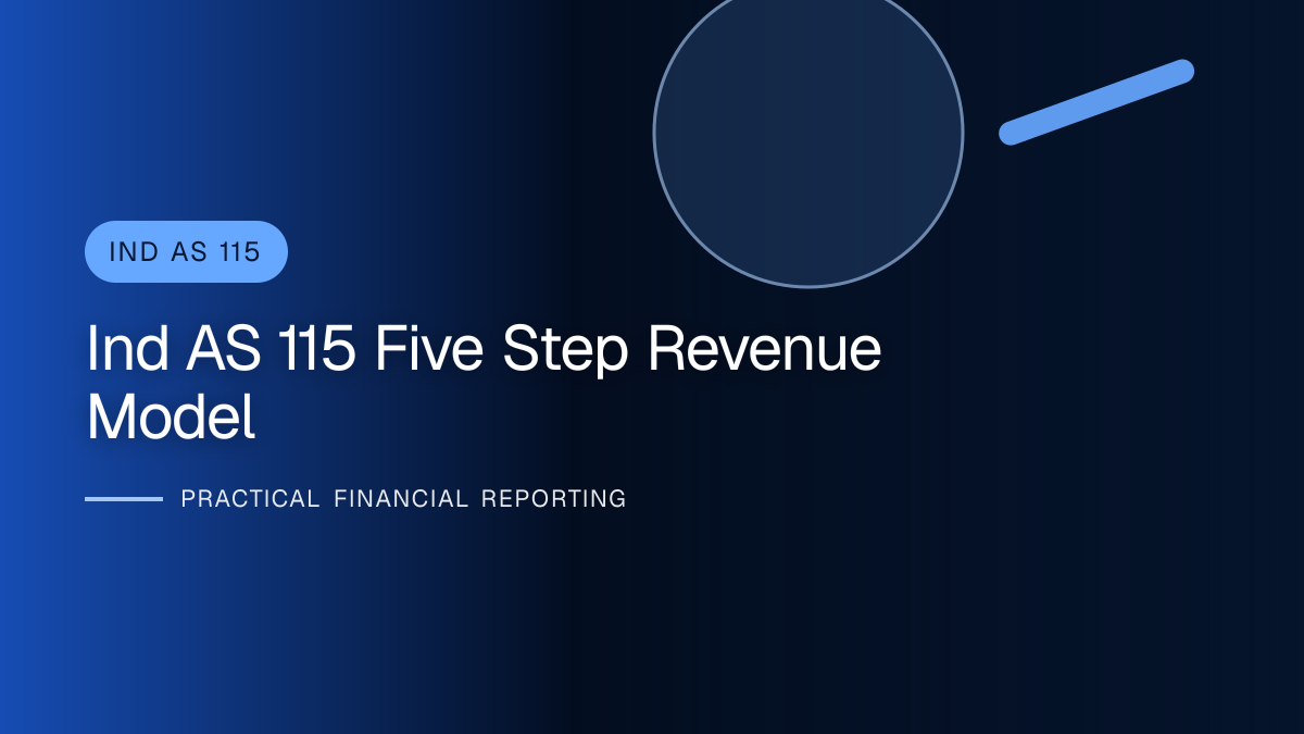 Professional finance team reviewing ind as 115 five-step model requirements and supporting accounting documentation
