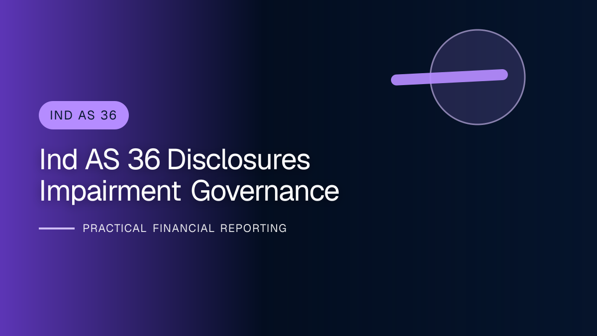 Professional finance team reviewing ind as 36 disclosures and impairment governance requirements and supporting accounting documentation