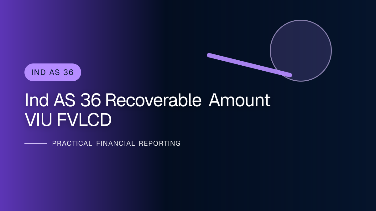 Professional finance team reviewing recoverable amount under ind as 36 requirements and supporting accounting documentation