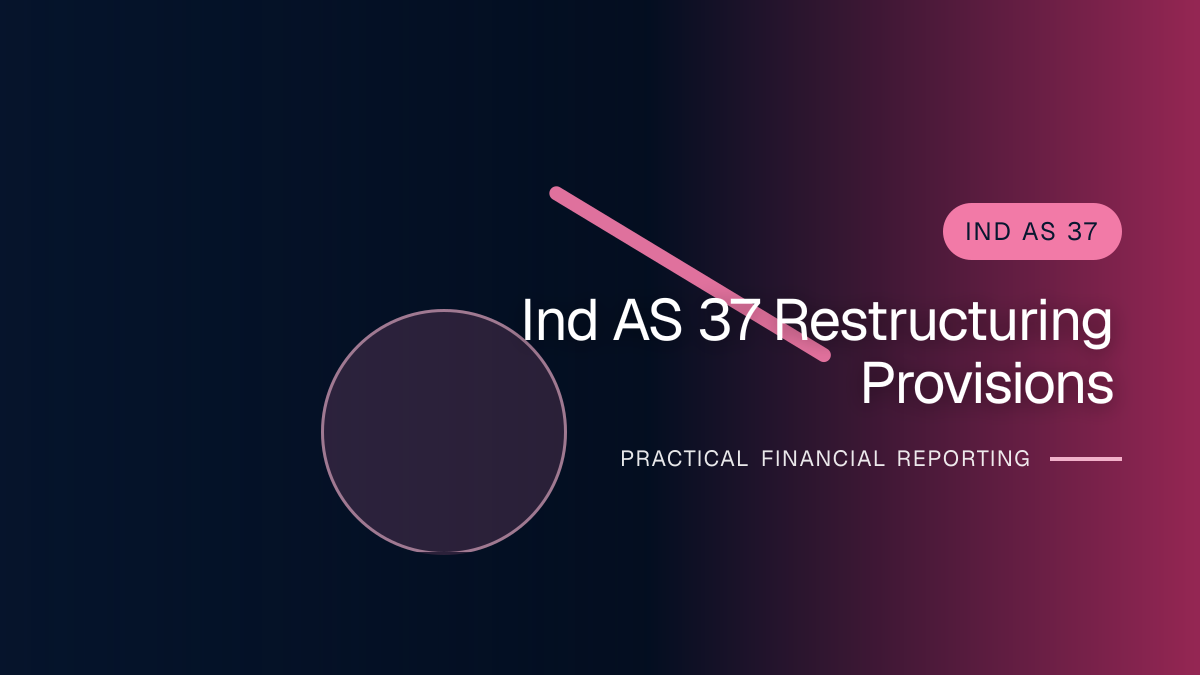 Professional finance team reviewing restructuring provisions under ind as 37 requirements and supporting accounting documentation
