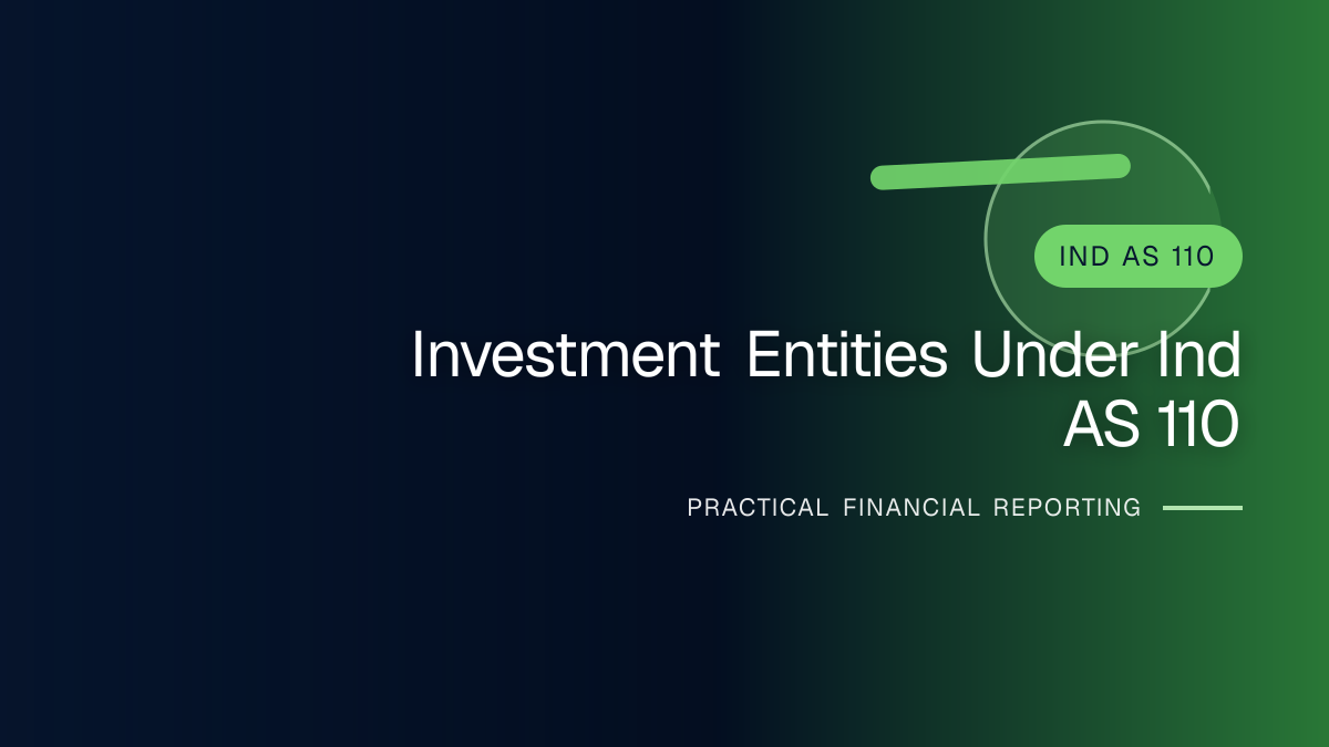 Professional financial reporting illustration for Investment Entities under Ind AS 110