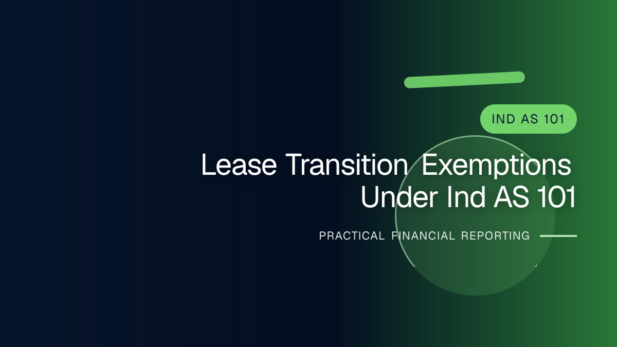 Professional financial reporting illustration for Lease Transition Exemptions under Ind AS 101
