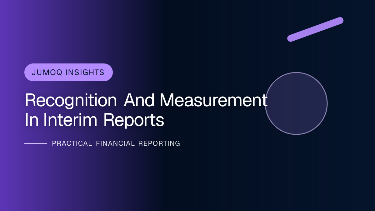 Professional financial reporting illustration for Recognition and Measurement in Interim Reports